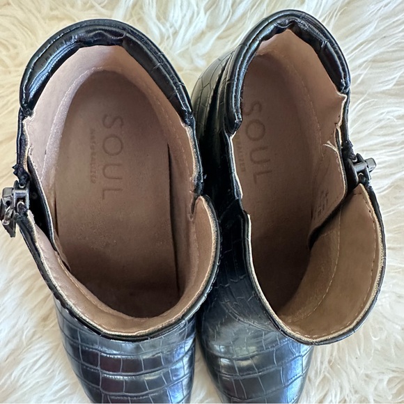 Women’s SOUL Naturalizer Haley wedge ankle bootie black croc print size 7.5M - Picture 7 of 11